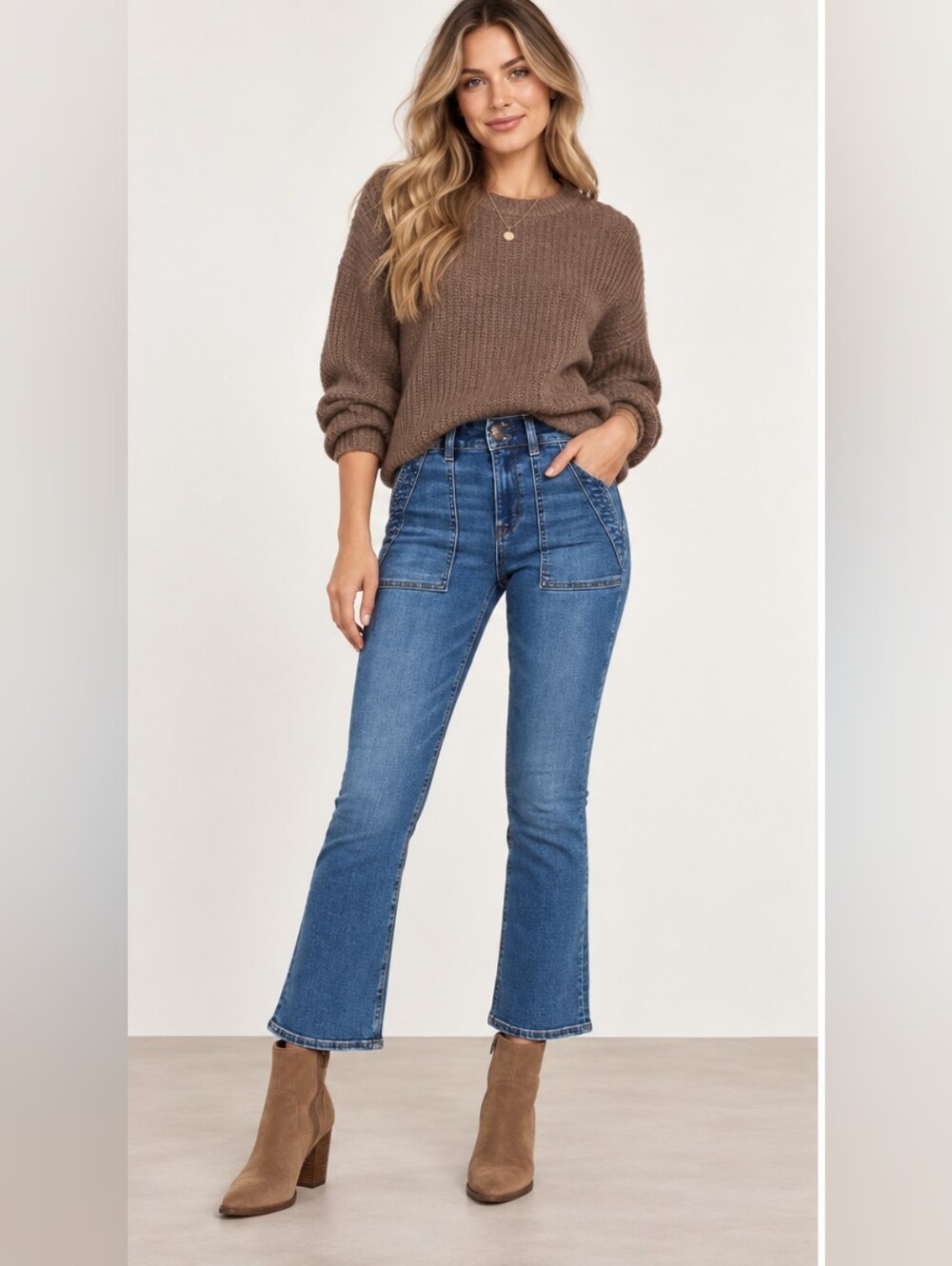 NWT- American Eagle Blue High-Rise Skinny Kick Crop Flare Jeans Size 4S
